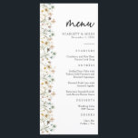 Wildflower Wedding Menu<br><div class="desc">This elegant wildflower wedding menu features beautiful hand-painted watercolor blush pink,  dusty blue,  and sage green pressed flowers with black text on a white background. The back has a lovely whimsical pattern. Find matching items in the Wildflower Wedding Invitations | Pressed Flowers Collection.</div>