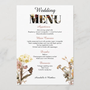Wildflower Wedding Menu