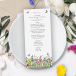 Wildflower Wedding Menu<br><div class="desc">This summery yet elegant wedding menu features a modern and bright botanical design of colourful watercolor wildflowers with butterflies,  bumble bees and ladybugs.
You can customise all of the text and graphic placement details to your specific needs.

Please contact the designer for any matching products that aren’t available.</div>