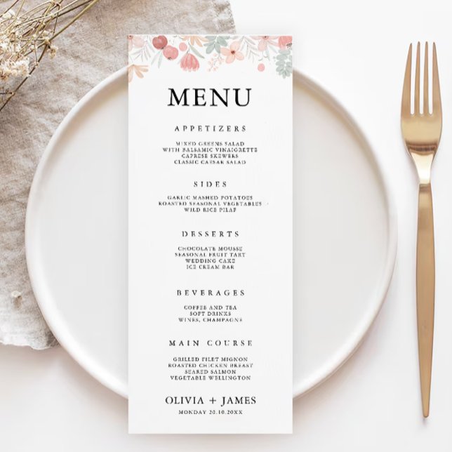 Wildflower Wedding Menu Cards Template (Wildflower Wedding Menu Cards Template)