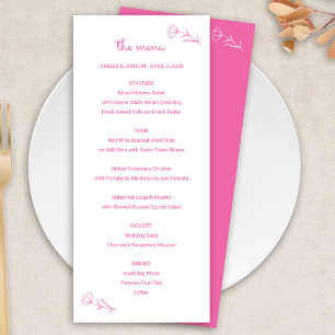 Wildflower Wedding Menu in Hot Pink