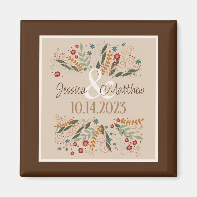 Wildflower Wedding Modern Elegant Inspirivity Magnet (Front)