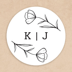 Wildflower Wedding Monogram Sticker