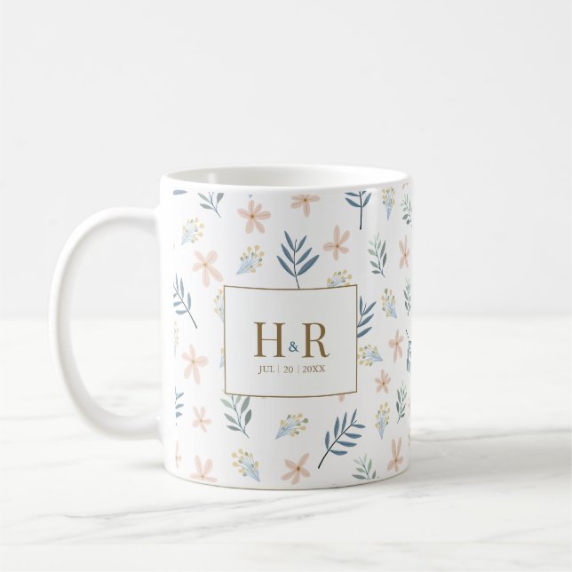 Wildflower Wedding Monogram Thank You Mug (Left)
