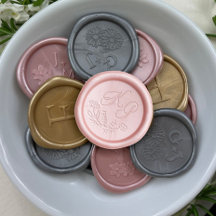 Wildflower Wedding Monogram Wax Seal