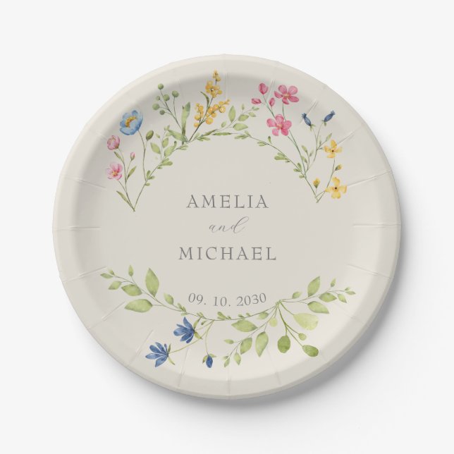 Wildflower Wedding Paper Plate (Front)