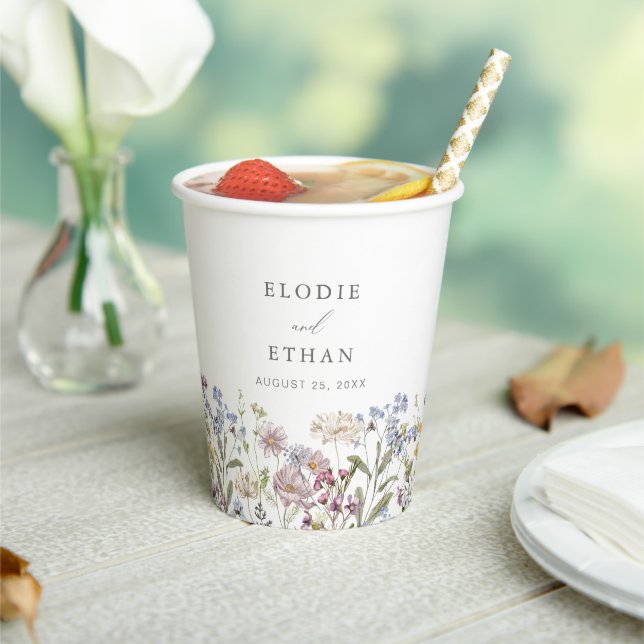 Wildflower Wedding Personalised Paper Cup Floral (Insitu)
