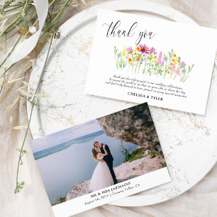 Wildflower Wedding Photo Meadow Flowers Thank You Card