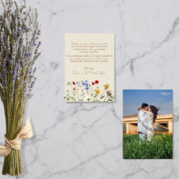 Wildflower Wedding Photo Thank You Card 