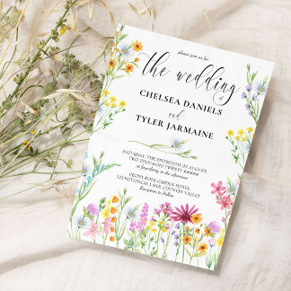 Wildflower Wedding Pretty Floral Wild Flower Invitation