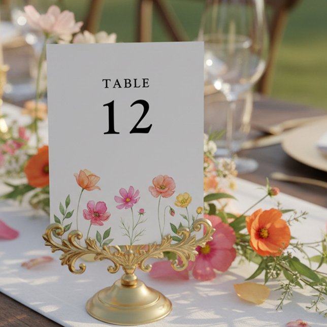 Wildflower Wedding Pretty Flower Table Number (Editable Table Number from the Wildflower Bloom wedding collection by Darling & May)