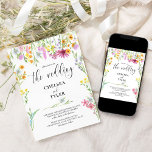 Wildflower Wedding Pretty Wild Flower Floral Invitation<br><div class="desc">Wildflower wedding invitation with delicate wild flowers and beautiful calligraphy. This pretty watercolor wildflower design has dainty meadow flowers in pink lilac orange blue and yellow. Perfect for spring and summer themes from country floral garden to organic boho. If you would like matching products, please browse my Wildflower Meadow collection...</div>