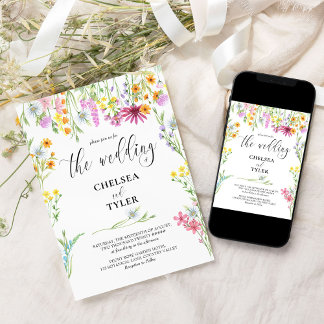 Wildflower Wedding Pretty Wild Flower Floral Invitation