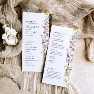 Wildflower Wedding Program Floral Wedding Program Programme