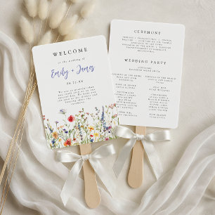 Wildflower Wedding Program Hand Fan