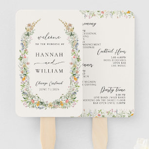Wildflower Wedding Program Hand Fan