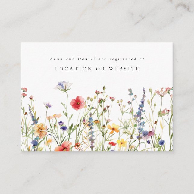 Wildflower Wedding Registry Enclosure Card (Front)