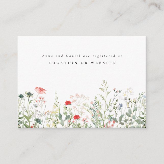 Wildflower Wedding Registry Enclosure Card (Front)