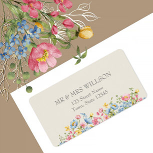 Wildflower Wedding Return Address Label