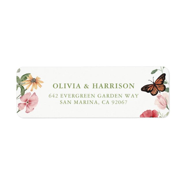 Wildflower Wedding Return Address Labels (Front)