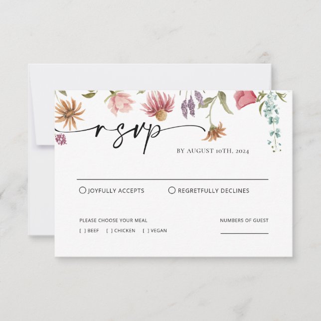 Wildflower Wedding RSVP Card (Front)