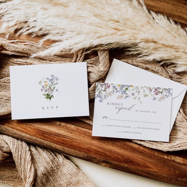 Wildflower Wedding RSVP Card Floral Response Card  (Creator Uploaded)