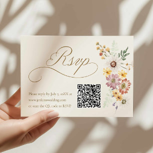 Wildflower Wedding RSVP Card with QR Code