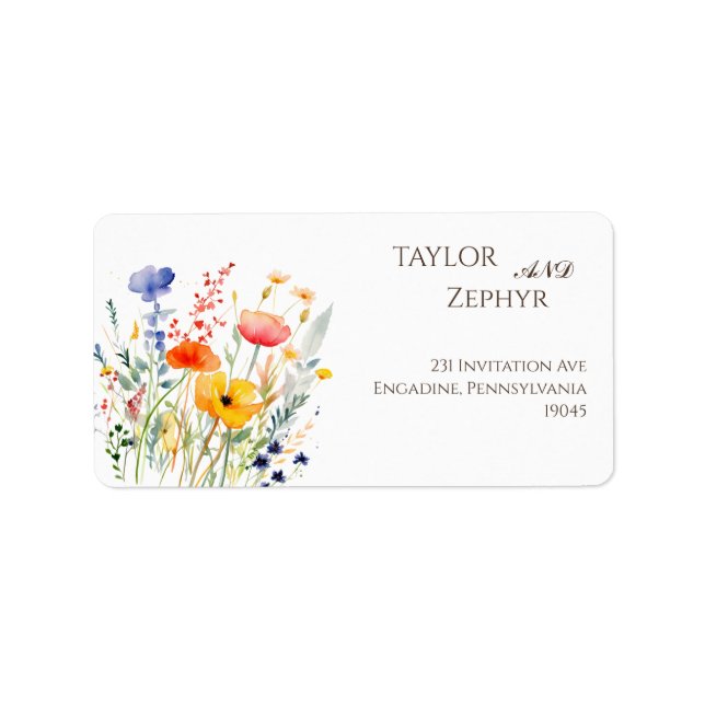  Wildflower Wedding RSVP Return Address  Label (Front)