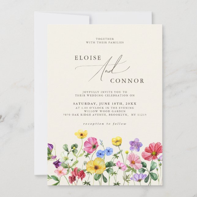 Wildflower Wedding Rustic Chic Floral Boho Wedding Invitation (Front)