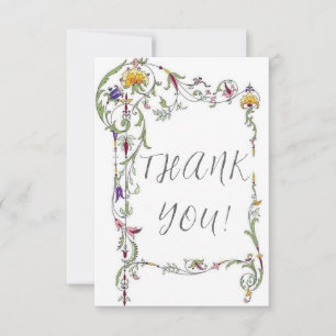 Wildflower Wedding Rustic Country Wild Flowers Wed Thank You Card