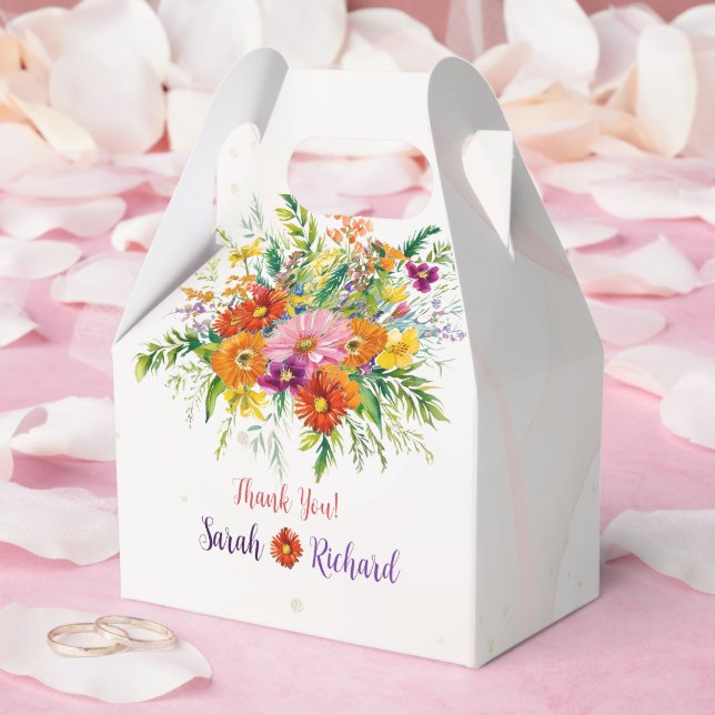 Wildflower Wedding, Rustic Floral Thank You & Favour Box (Wedding)
