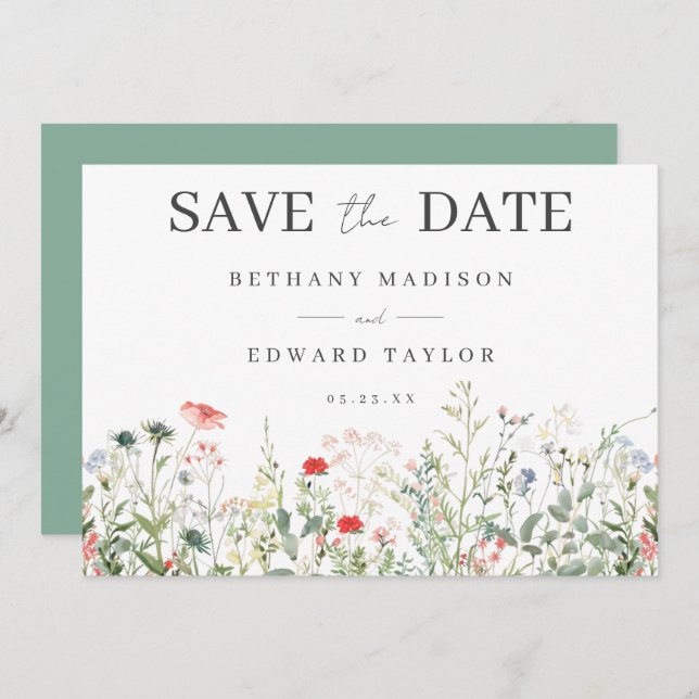 Wildflower Wedding Save The Date (Front/Back)