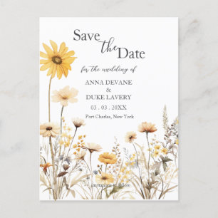 Wildflower Wedding Save the Date Postcard