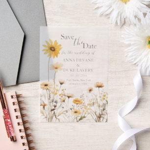 Wildflower Wedding Save the Date Vellum Invitations