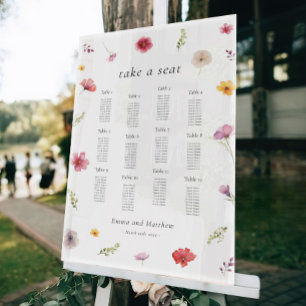 Wildflower Wedding Seating Chart Acrylic Sign
