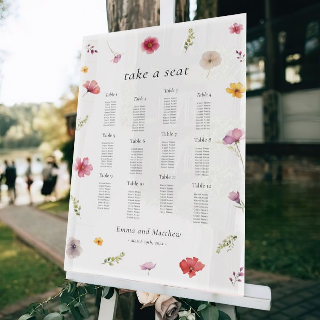 Wildflower Wedding Seating Chart Acrylic Sign (Creator Uploaded)