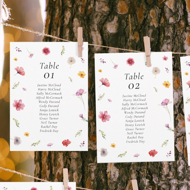 Wildflower Wedding Seating Chart Card (Creator Uploaded)