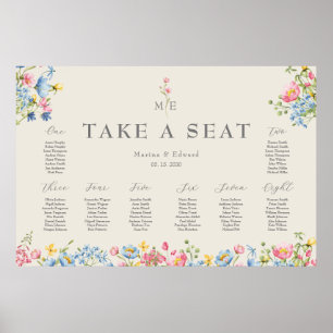 Wildflower Wedding Seating Chart Poster