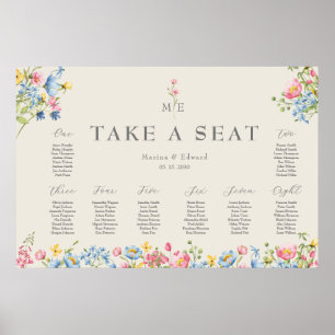 Wildflower Wedding Seating Chart Poster