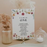 Wildflower Wedding seating charts card