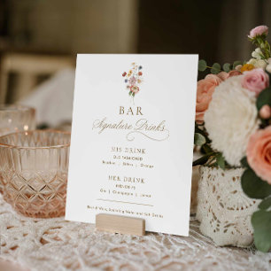 Wildflower Wedding Signature Drink Menu Poster
