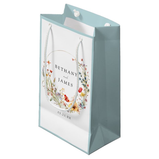 Wildflower Wedding Small Gift Bag (Front Angled)