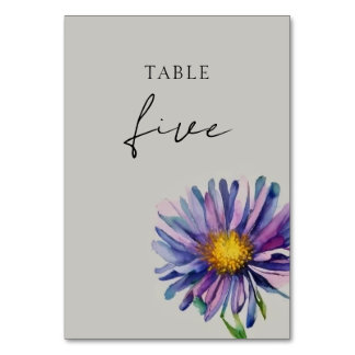 Wildflower Wedding Table Number Card