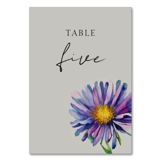 Wildflower Wedding Table Number Card (Front)