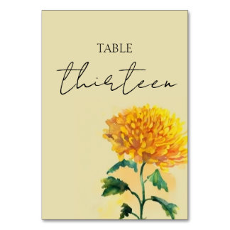 Wildflower Wedding Table Number Card