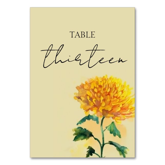 Wildflower Wedding Table Number Card (Front)