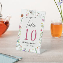 Wildflower Wedding Table Number
