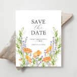 Wildflower Wedding Theme Save The Date Flyer<br><div class="desc">Announce your engagement with this floral budget save the date sheet. It features watercolor orange poppy flowers, lavender and greenery. Use the template fields to personalise with your name and wedding date. An elegant yet botanical design for a wildflower wedding theme. To see the matching wedding stationery suite visit www.zazzle.com/dotellabelle...</div>