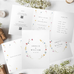 Wildflower Wedding Trifold   Timeline & RSVP