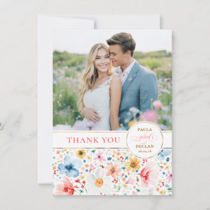 Wildflower Wedding Two Sided Thank You Photo Card